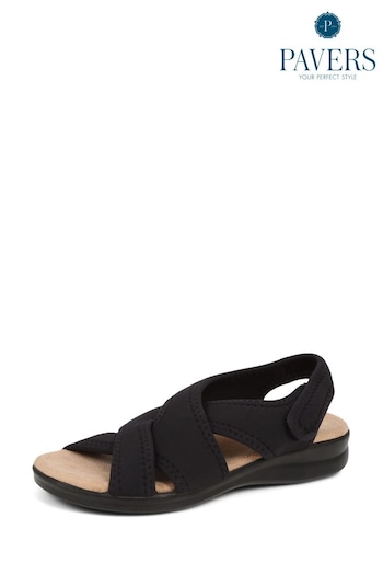 Pavers Black Pavers Touch Fasten Casual Sandals (E03048) | £35
