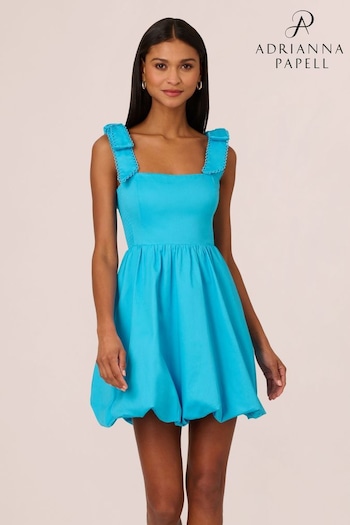 Adrianna Papell Blue Tie Shoulder Bubble Dress (E03052) | £139