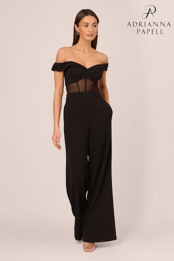 Adrianna Papell Knit Crepe Black Jumpsuit (E03054) | £250