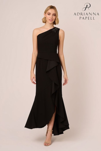 Adrianna Papell Studio Beaded Knit Crepe Black Dress (E03056) | £159