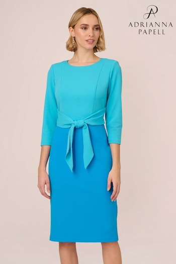 Adrianna Papell Blue Colorblock Tie Front Dress (E03059) | £129