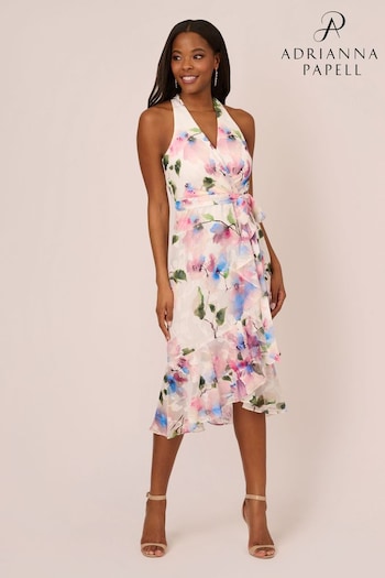 Adrianna Papell White Printed High-Low Dress (E03070) | £169