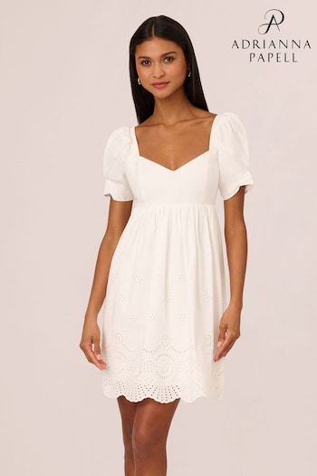 Adrianna Papell Studio Beaded Knit Crepe White Dress (E03073) | £139