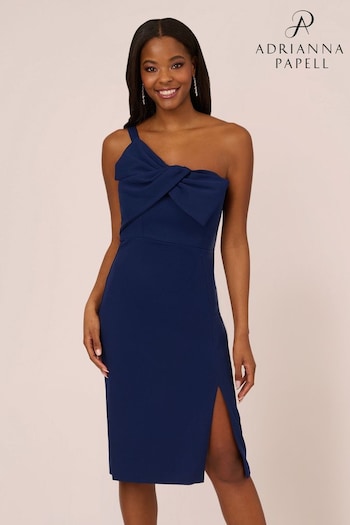 Adrianna Papell Blue Knit Crepe Short Dress (E03077) | £159