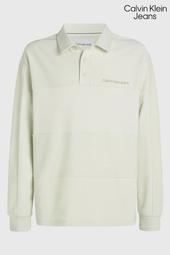 Calvin Klein Natural Reverse Terry Stripes Cuecas Polo Shirt (E03086) | £110