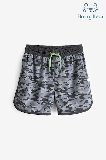 Harry Bear Black Camo Print Swim Shorts (E03096) | £16