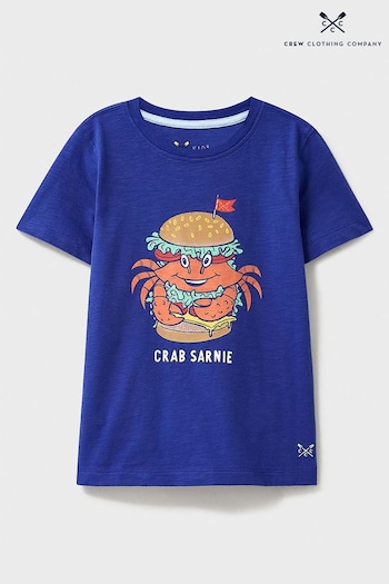 Crew spray-print Clothing Company Blue Crab Sarnie Graphic T-Shirt (E03107) | £18 - £22
