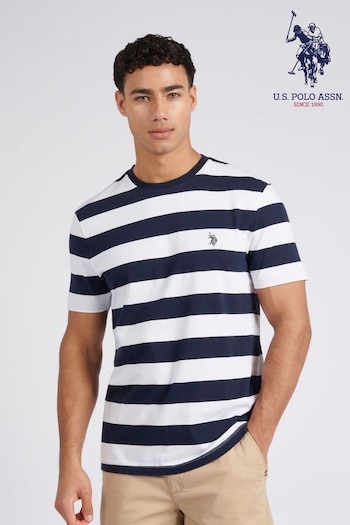 U.S. Polo Lucas Assn. Mens Regular Fit Blue Classic Stripe T-Shirt (E03110) | £30