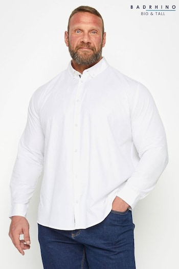 BadRhino Big & Tall White Long Sleeve Poplin Shirt (E03113) | £26