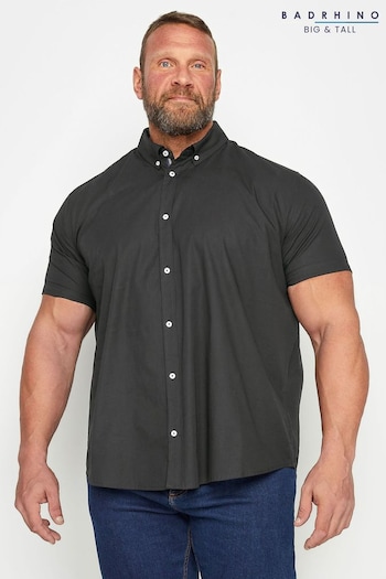 BadRhino Big & Tall Black Short Sleeve Poplin Shirt (E03116) | £24