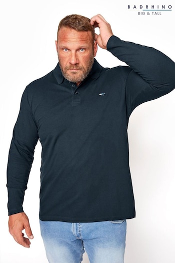 BadRhino Big & Tall Blue Long Sleeve Core Polo Shirt (E03121) | £22