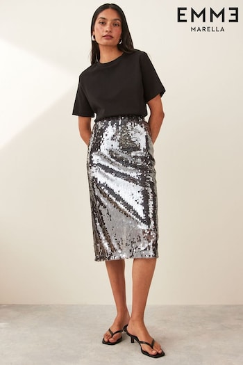 Emme by Marella Silver Quirino Midi Skirt (E04096) | £120