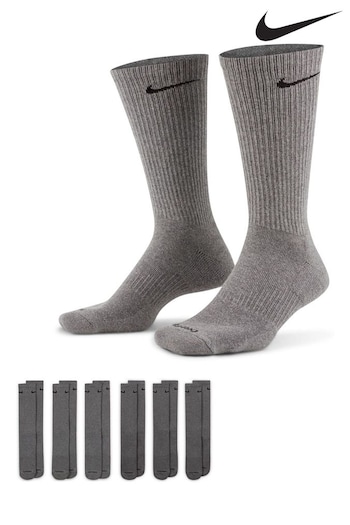 Nike Grey Plus Everyday Cushioned Training Crew Socks 6 Pack (E04127) | £20
