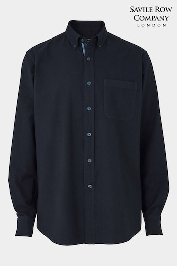 The Savile Row Company Blue Row Button Down Oxford Shirt with Stripe placket (E04181) | £60