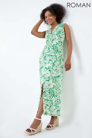 Roman Green Tropical Twist Stretch Maxi Dress (E04208) | £45