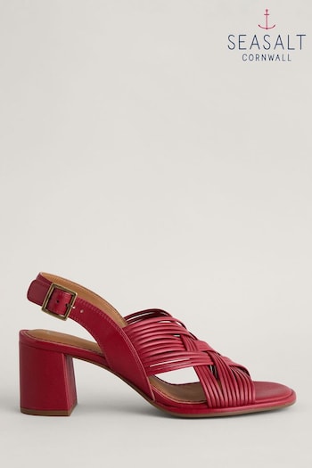 Seasalt Cornwall Pink Faerystone Mid Heel Leather Sandals (E04307) | £86