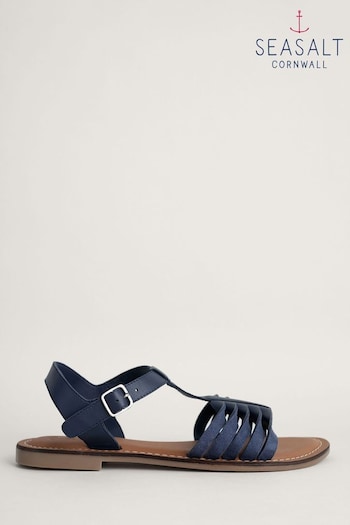 Seasalt Cornwall Blue Beechwood Leather Sandals (E04309) | £40