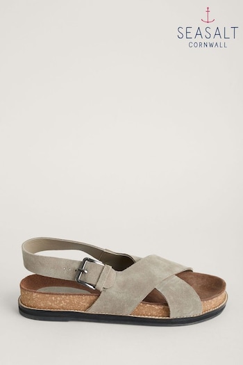 Seasalt Cornwall Brown Wilder Shores Crossover Leather Sandals (E04312) | £70