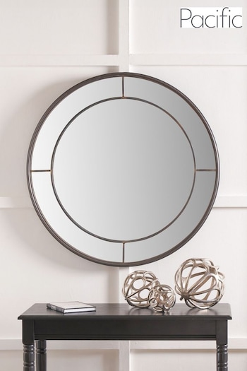 Pacific Antique Bronze Metal Round Wall Mirror (E04347) | £100