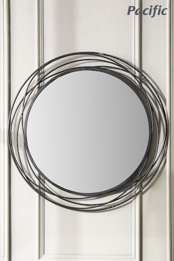 Pacific Black Metal Swirl Round Wall Mirror (E04348) | £150