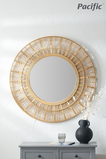 Pacific Natural Bamboo Frame Round Wall Mirror (E04354) | £100