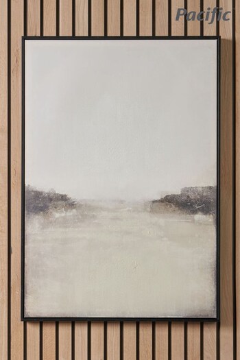 Pacific Monochrome Abstract Canvas with Black Frame (E04386) | £100