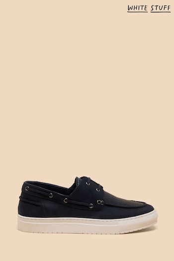 White Stuff Blue Noah Leather Boat Shoes sticas (E04481) | £75