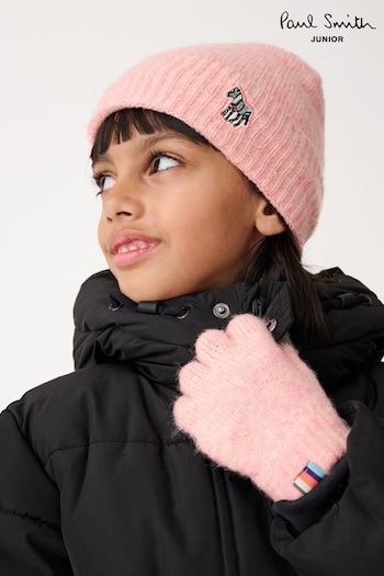 Paul Smith Junior Girls Zebra Logo Beanie And Gloves Set (E04489) | £26