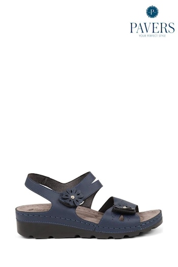 Pavers Blue Adjustable Embellished Sandals (E04499) | £30