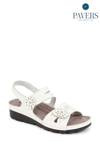 Pavers Adjustable Embellished White Sandals (E04501) | £30
