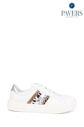 Pavers Lace-Up White Trainers (E04509) | £35