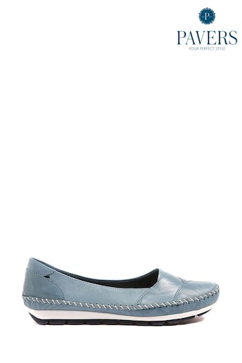 Pavers Blue Leather Slip On Shoes (E04513) | £43