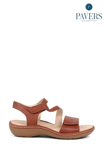 Pavers Adjustable Touch Fastening Brown Sandals (E04515) | £35