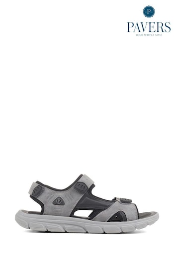 Pavers Wide Fit Grey Adjustable Sandals (E04517) | £40