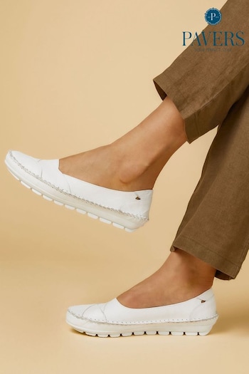 Pavers Leather Slip On White Shoes (E04520) | £43