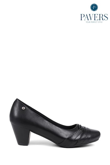 Pavers Low Heeled Court Black Shoes (E04547) | £35