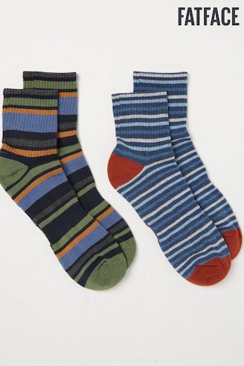 FatFace Blue Short Outdoor Socks 2 Pack (E04604) | £14