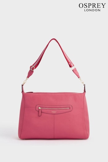 OSPREY LONDON Oversized Pink The Hendrix Leather Hobo Bag (E04644) | £225