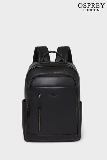 OSPREY LONDON The Hudson Leather Black Backpack (E04664) | £225