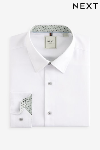 White Slim Fit Trimmed Formal Long Sleeve Shirt (E04810) | £32