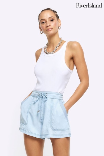 River Island Blue Casual Relaxed Lyocell Denim WB2364211BRB Shorts (E05198) | £30