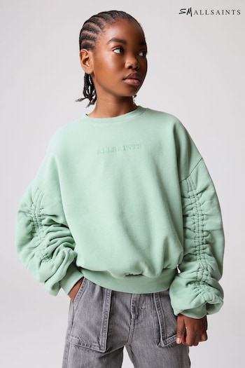 smALLSAINTS Sage Green Cygni Oversized Ruched Sleeve Girls Sweatshirt (E05299) | £35 - £39