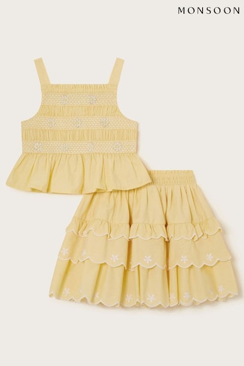 Monsoon Yellow Daisy Top and Skirt Set (E05371) | £36 - £40