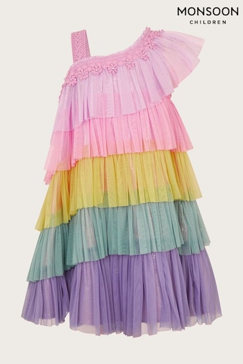 Monsoon Pink Crochet Colourblock Dress (E05372) | £38 - £43