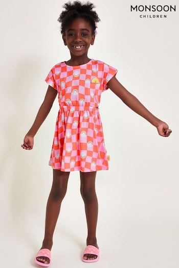 Monsoon Orange Cut-Out Checkerboard Sun Dress (E05384) | £23 - £28