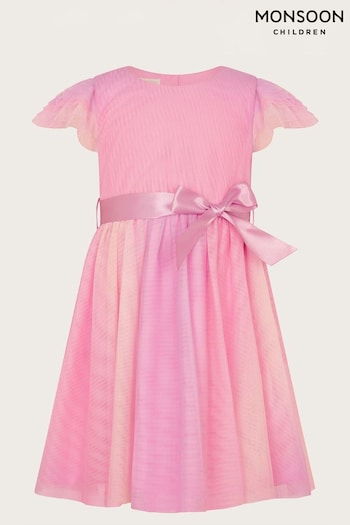Monsoon Purple Baby Ruffle Sleeve Ombre Dress (E05390) | £32 - £34
