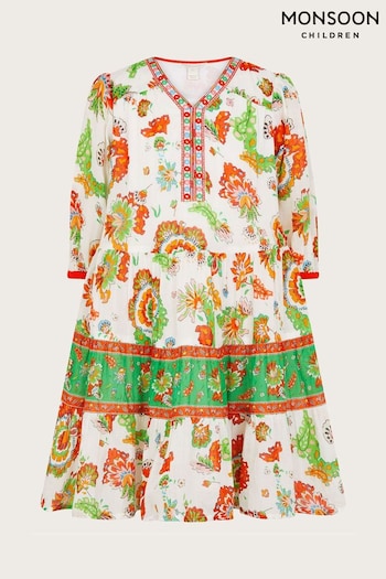 Monsoon Natural MINI ME Border Kaftan Dress (E05393) | £30 - £34