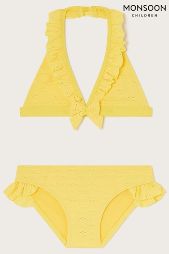 Monsoon Yellow Broderie Triangle Bikini Set (E05401) | £19 - £23