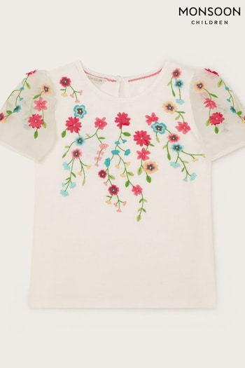 Monsoon White Floral Embroidered Top (E05403) | £18 - £22