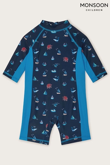 Monsoon Blue Baby Sailboats Swimsuit (E05406) | £23 - £24